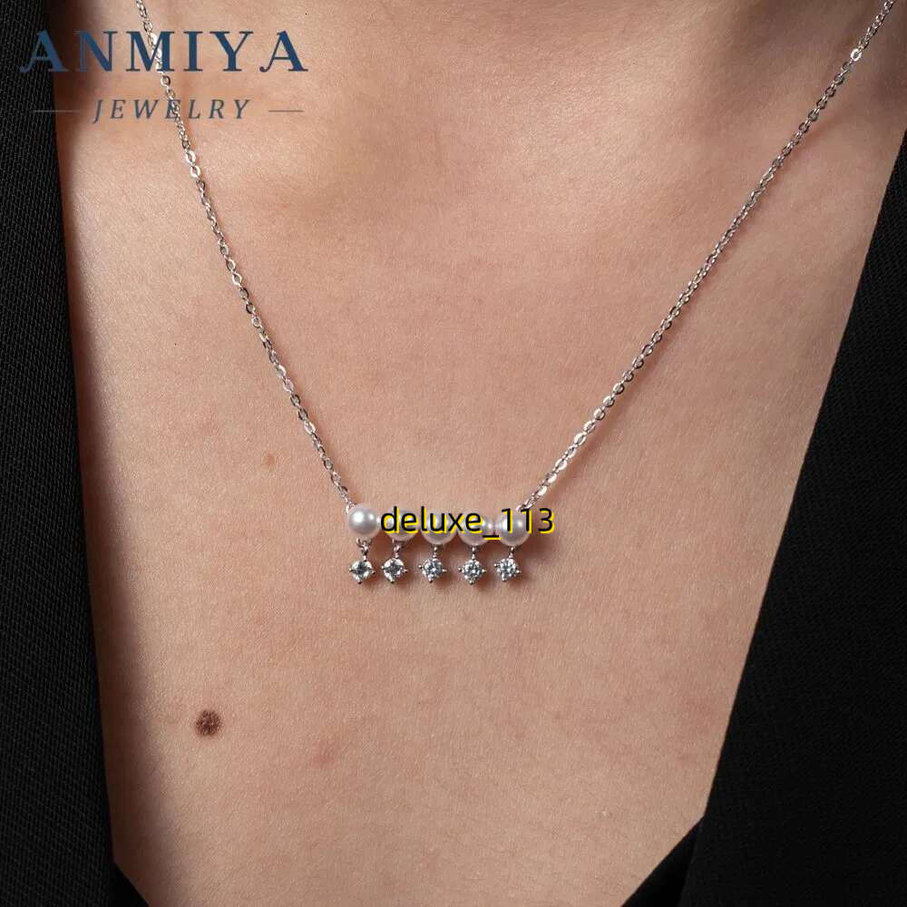 Anmiya Tassel Pearl Fresh Water Moissanite Collarbone Necklace Personalised Sterg Sier Necklaces for Women