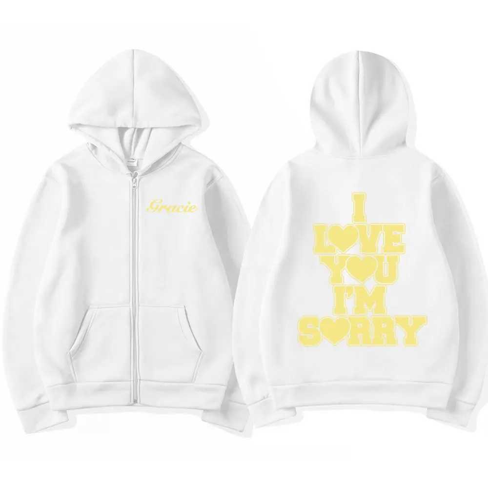 Gracie Abrams I Love You Im Sorry Zip Up Hoodies Men Women Fashion Zipper Hooded Sweatshirts Hip Hop Long Sleeve Pullover Coats X250227