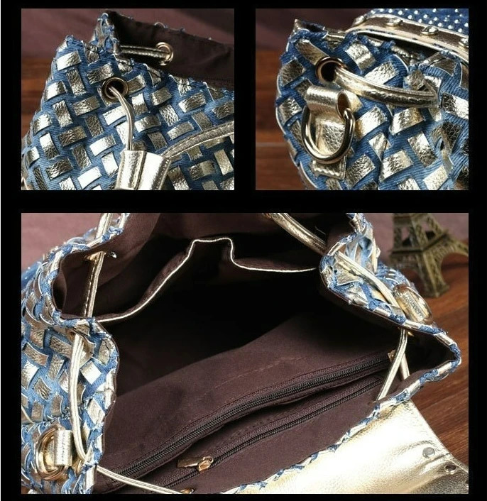 Ship from US Multifuctional Denim Women Backpack Handbag Jeans Bags with Diamonds Shoulder Bag Mini Cute Tote 250227FBB