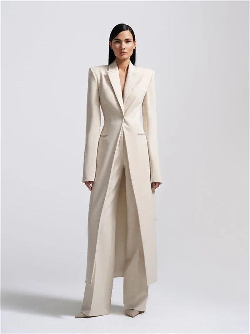 Formal Women Suit Set 2 Piece BlazerPants Long Style Wedding Party Prom Dress One Button Customized 250226