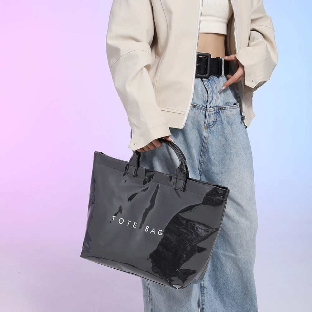 Ship from US PVC Travel Shopping Bag Large Capacity Top Handle Satchel Purse For Women Work Daily Storage Tote 250227FBB