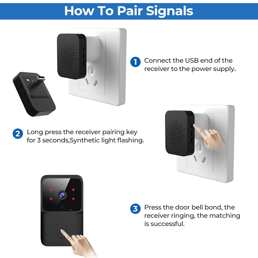 WiFi Doorbell Home WiFi Wireless Doorbell DC AC Battery Powered Camera Bell with Doorbell Camera