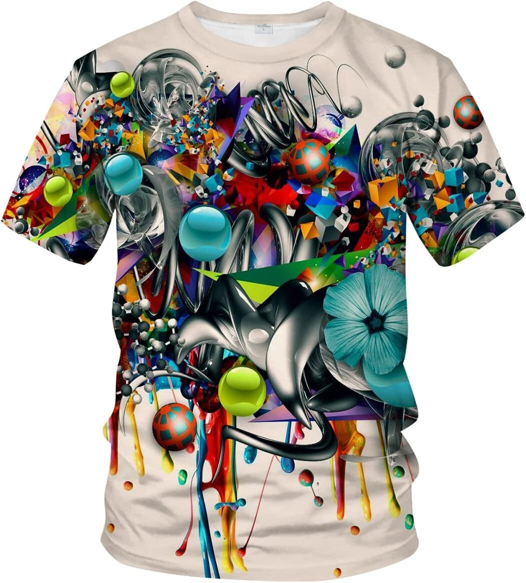 Mens T shirt Men's Novelty Tshirt Hip Hop Graffiti Graphic 3D Print Fashion T Shirts tee Casual tops summer clothes cool