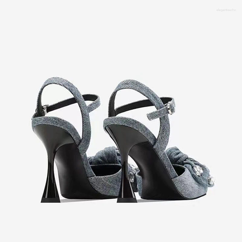 2025 S Fashion Designer Sandals Bow Women S Crystal High Heels Elegant Shoes Cowboy Pumps Slippers Party Dress Brand Woman Atillas