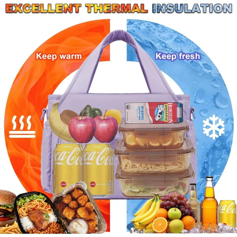 Ship from US Womens Lunch BagInsulated Box WorkLarge Leakproof CoolerWomens Tote 250227FBB
