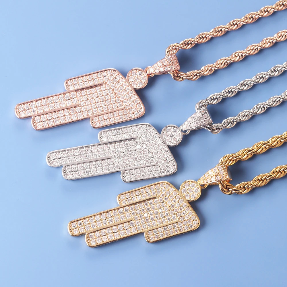 Hip Hop NecklaceStainless Steel Round Head Zircon Couple Pendant NecklaceSkew Head Pendant Full of Zircon Chaoren Necklace 250227