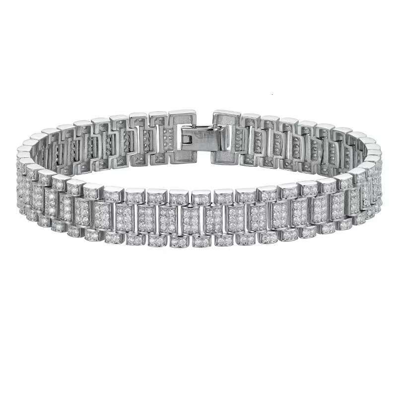 Moissanite watch chain bracelet couple sier niche design simple and versatile full dia shining fashion gift