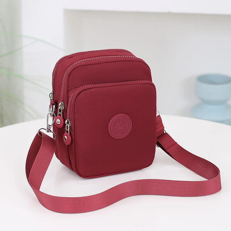 Ship from US Three layer mobile phone bag womens crossbody mini versatile summer Oxford canvas walking wallet 250227FBB