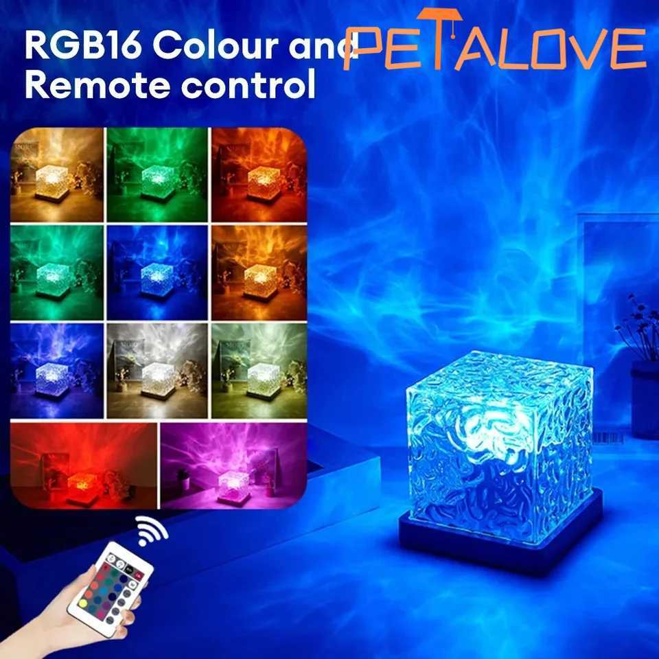 Star Projector Night Lamp Dynamic Rotating Water Ripple Flame Crystal Lamp for Ambient Lighting in Living Rooms and Bedrooms S25627