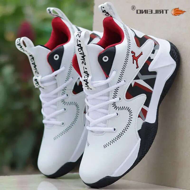 Men's White Red Blue Basketball Sneakers - High Top, Anti-Skid, Breathable, hot Comfortable, Durable, 2024