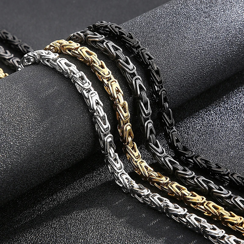 50-65CM 25.5 6MM Chain Necklace Choker for Men Gold Color Stainless Steel Mens Necklaces Friends Christmas Gifts 250227