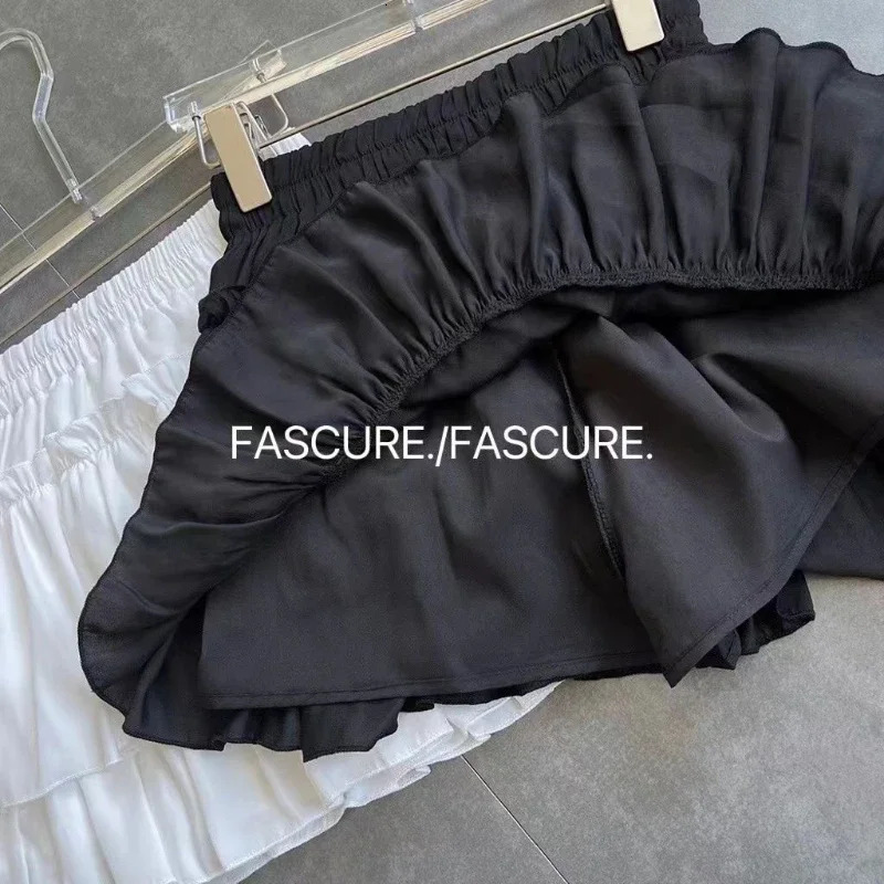 Summer Kawaii White Ball Gown Skirts Women Fashion Slim Fit Mini Skirts Giris Y2k All Match Elastic High Waist Black Faldas Goth 250227