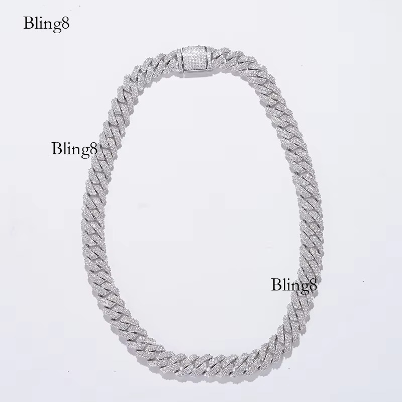 Hip Hop Custom Jewelry VVS Moissanite Sterg Sliver Iced Out Cuban k Chain Necklace Bracelet