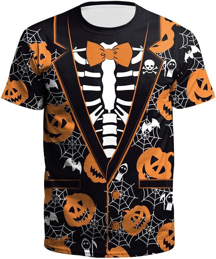 Mens T shirt Men's Halloween T-Shirts 3D Skull Print Short Sleeve T-Shirt Casual Round Neck Novelty Street Fashion Shirts tee Casual tops summer