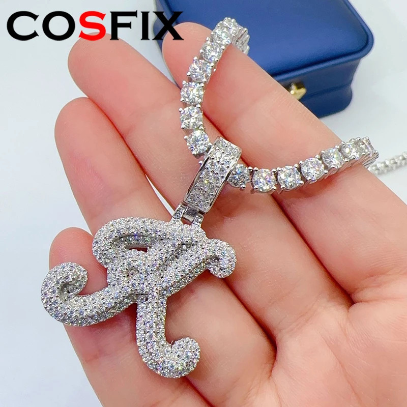 Hiphop K D S Letter Pendant s925 Sterling Silver D Color Alphabet Pendant Necklace for Women Men INS Gift 250227
