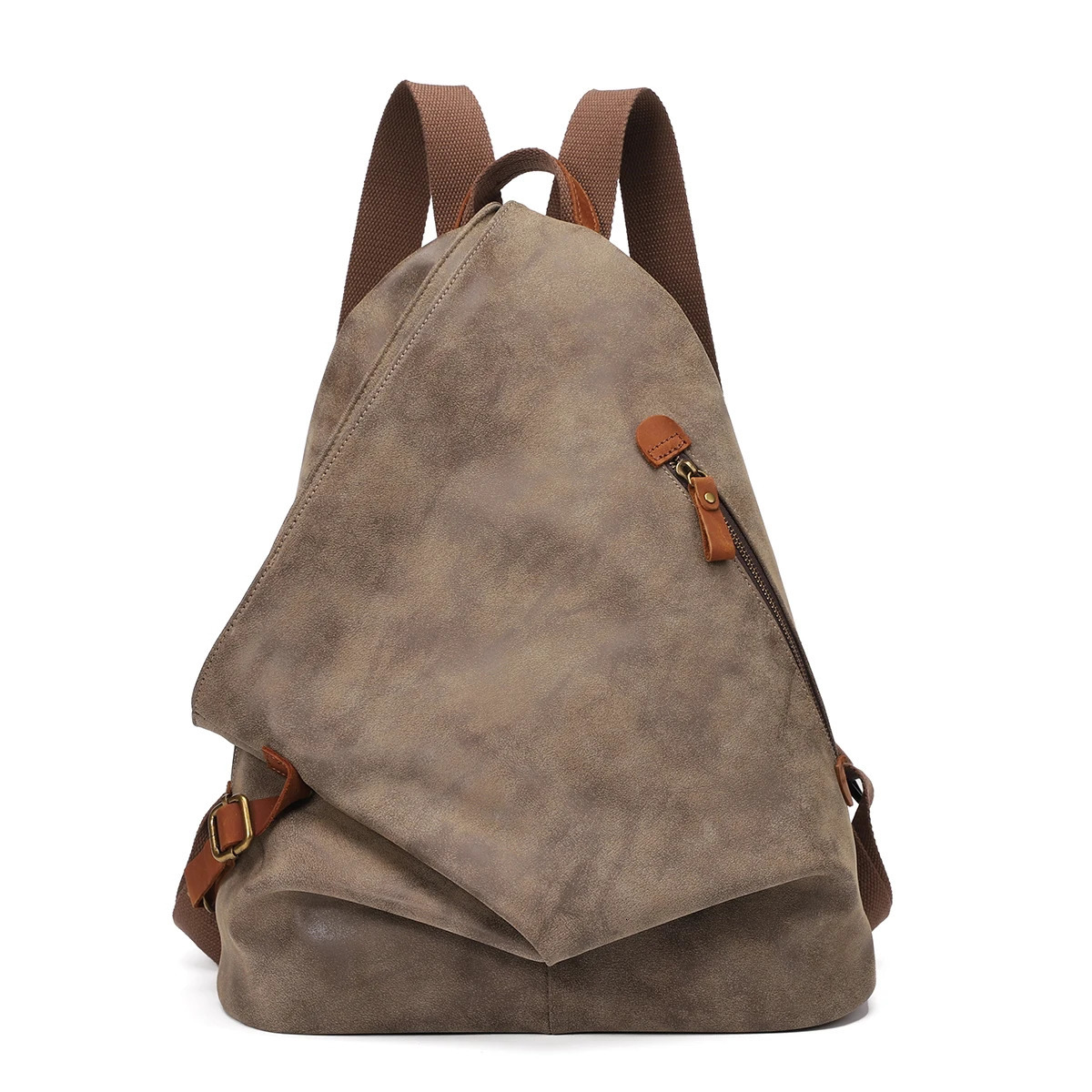 Ship from US KL928 PU Leather Retro Backpack Large Leisure Day Bag Outdoor Travel Rucksack Hiking 250227FBB