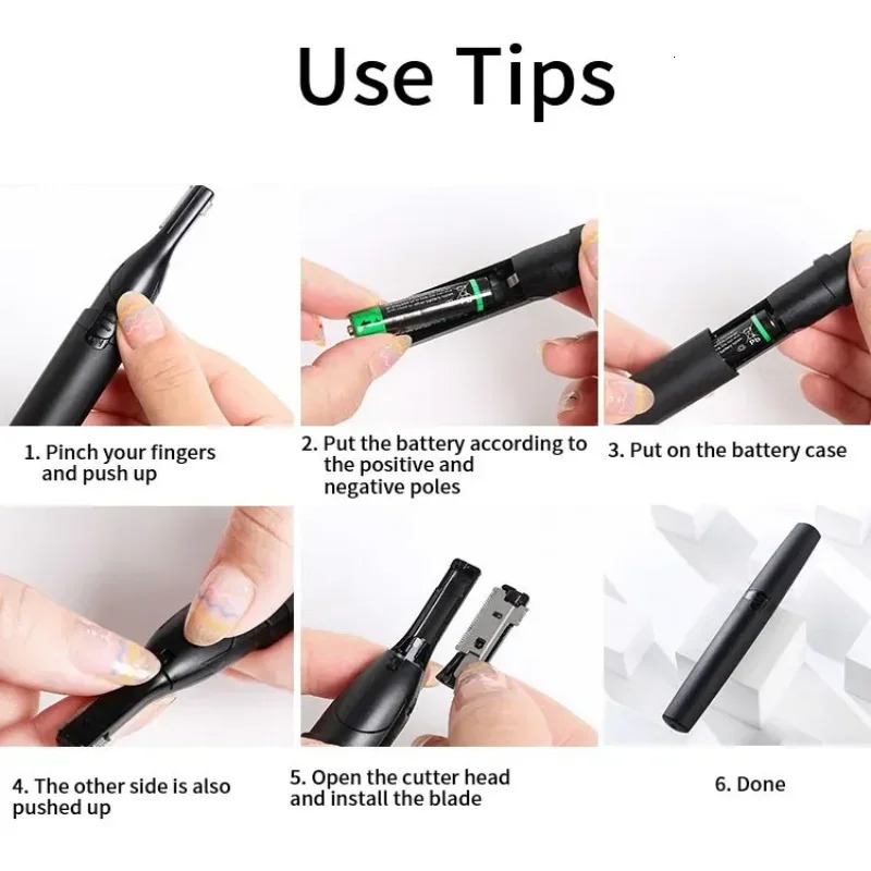 Electric Eyebrow Trimmer Razor Brow Shaping Portable Shaving with Washable Hair Trimmer Razor Duals Cutter Head Tools 250224