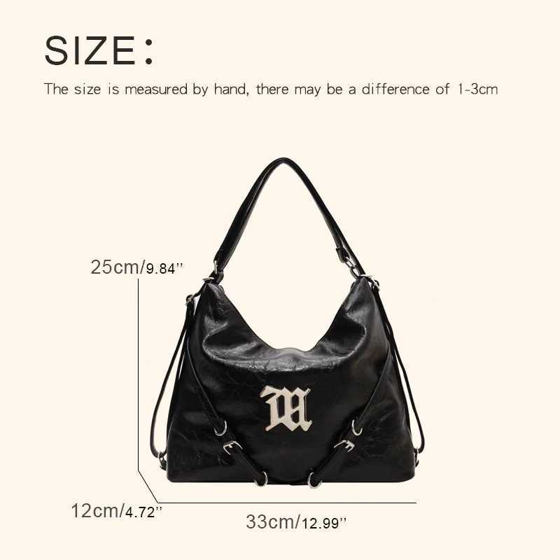 Moto Biker Vintage Bags For Womens Luxury Designer Handbags Purses 2023 New In PU Sequined Belt Buckle Large Capacity ShoulderXJ250227