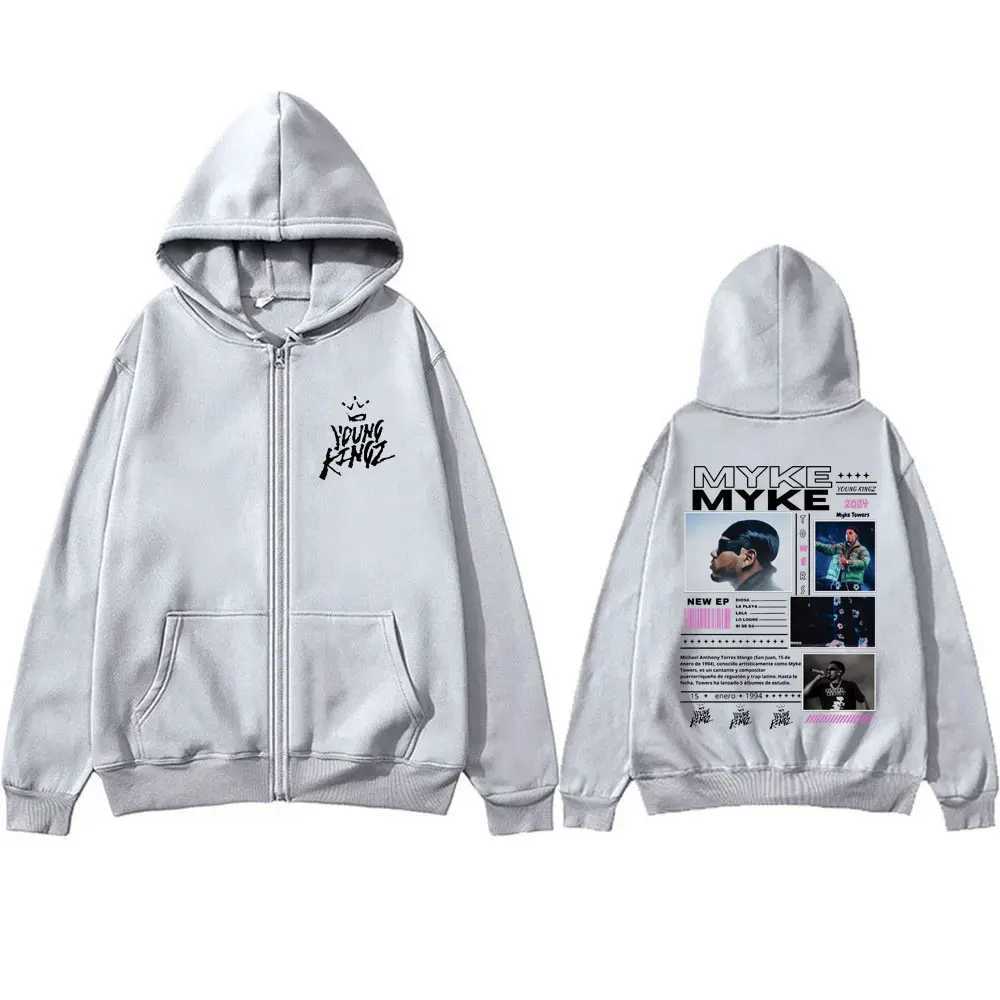 Rapper Myke Towers Graphic Zipper Hoodie Men Women Hip Hop Oversized Zip Up Hoodies Mens Flce Cotton Zip Up Jacket Sweatshirt X250227 L251018IYCB