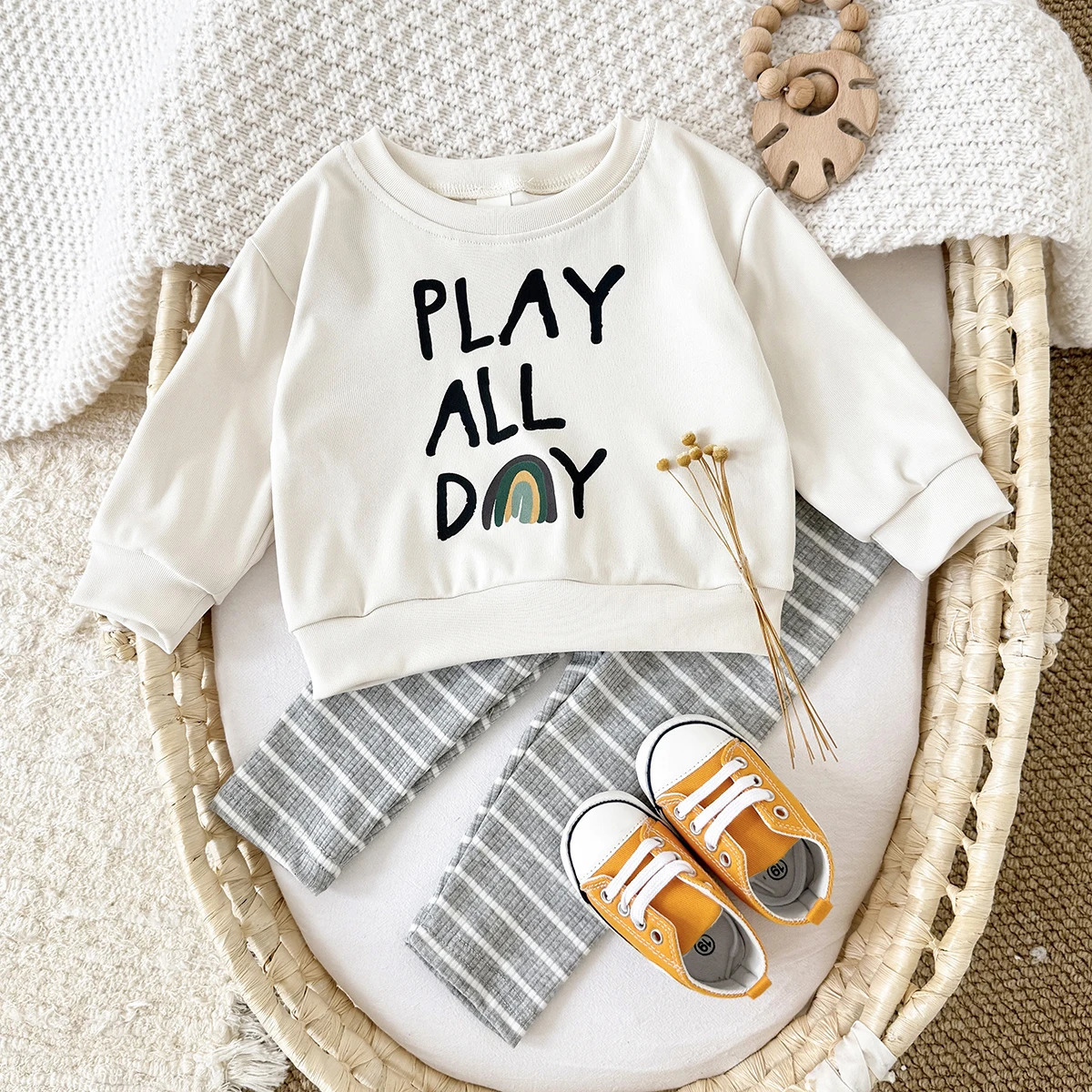 Baby Girl Clothing Sets Letter Print Pullover Infant Suit Boys Spring Autumn Long Sleeve TopBottom Stylish Toddler 2Pcs 250227