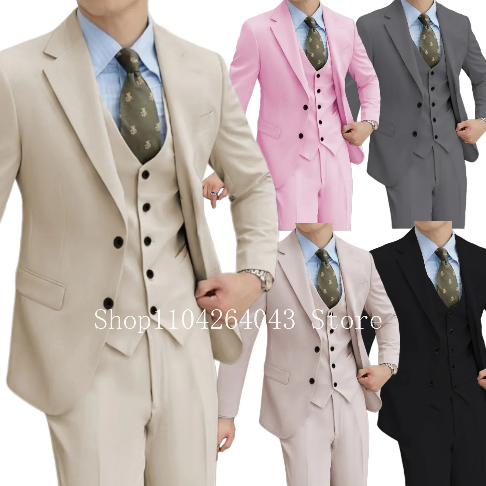 Mens tailcoat 3-piece jacket jacket and pants set notch lapel elegant wedding dress business evening gown party set 250224