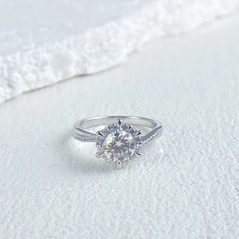 NeeTim 0.5/1CT Moissanite Dia Rings Wedding Band for Women Sterg Sier Plated White Gold Promise Ring Certified