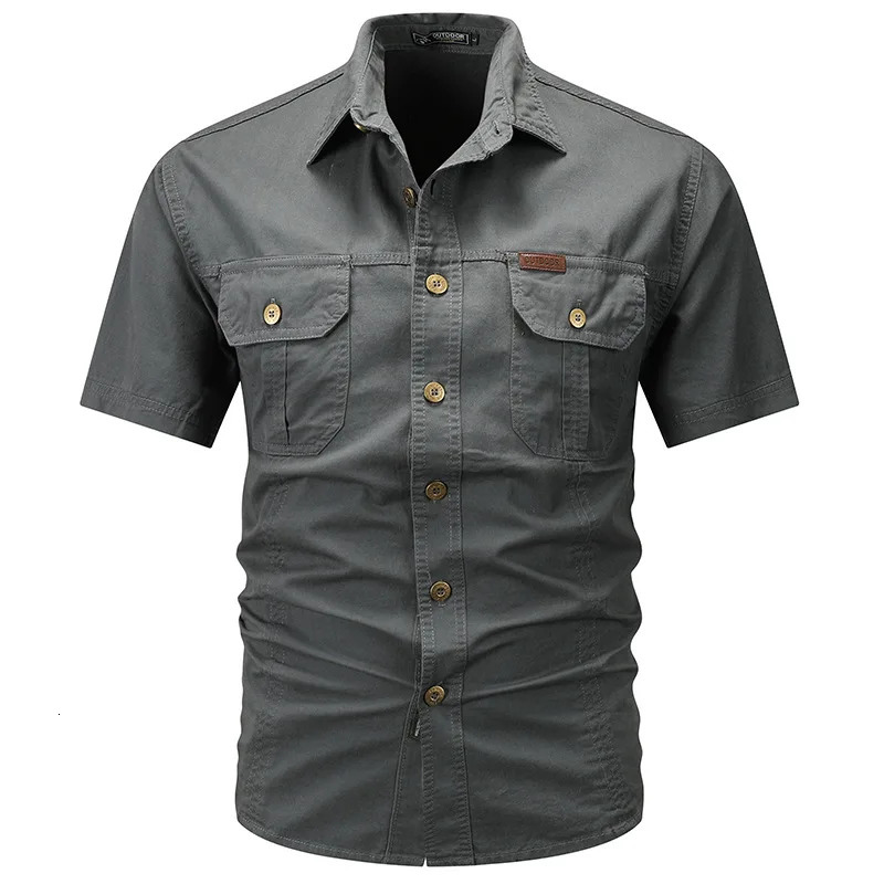 Mens Summer Thin Short Sleeved Shirt Jacket Mens Solid Color Casual Pure Cotton Outdoor Work Shirt Top 250224
