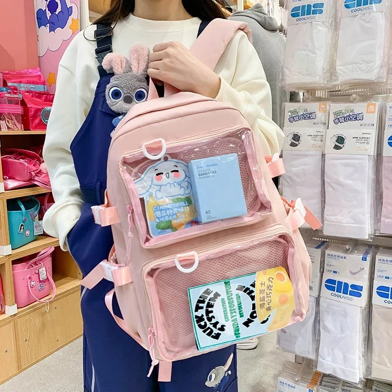Japanese Kawaii Itabag Women 2024 Transparent Backpack Women Large Capacity Ita Backpack School Bags For College Student JK 250221