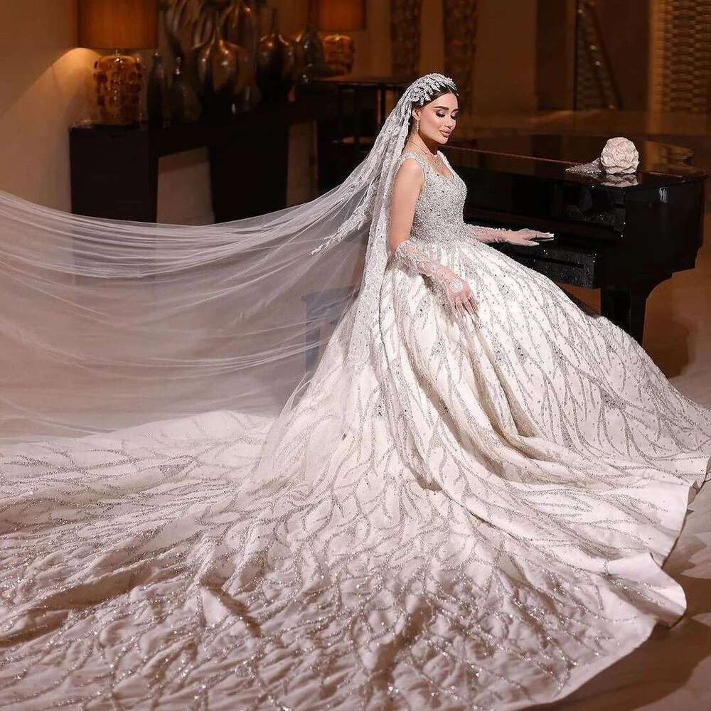 Custom Backless Gown for Bridal, Ball Gown, Square Beads, Pearl Appliques, Chapel Train, Backless, Wedding