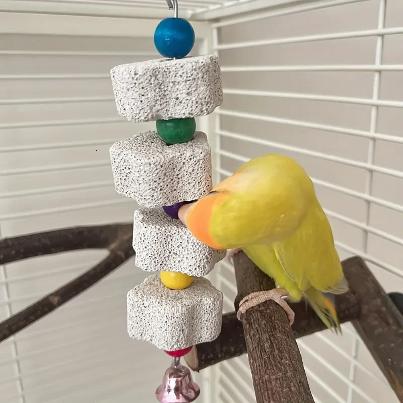 Flower-Shaped Bird Molar Toy Parrot Grinding Stone Bird Cage Toy Parakeet Chinchilla Squirrel Toy Bird Cage Accessories 250226