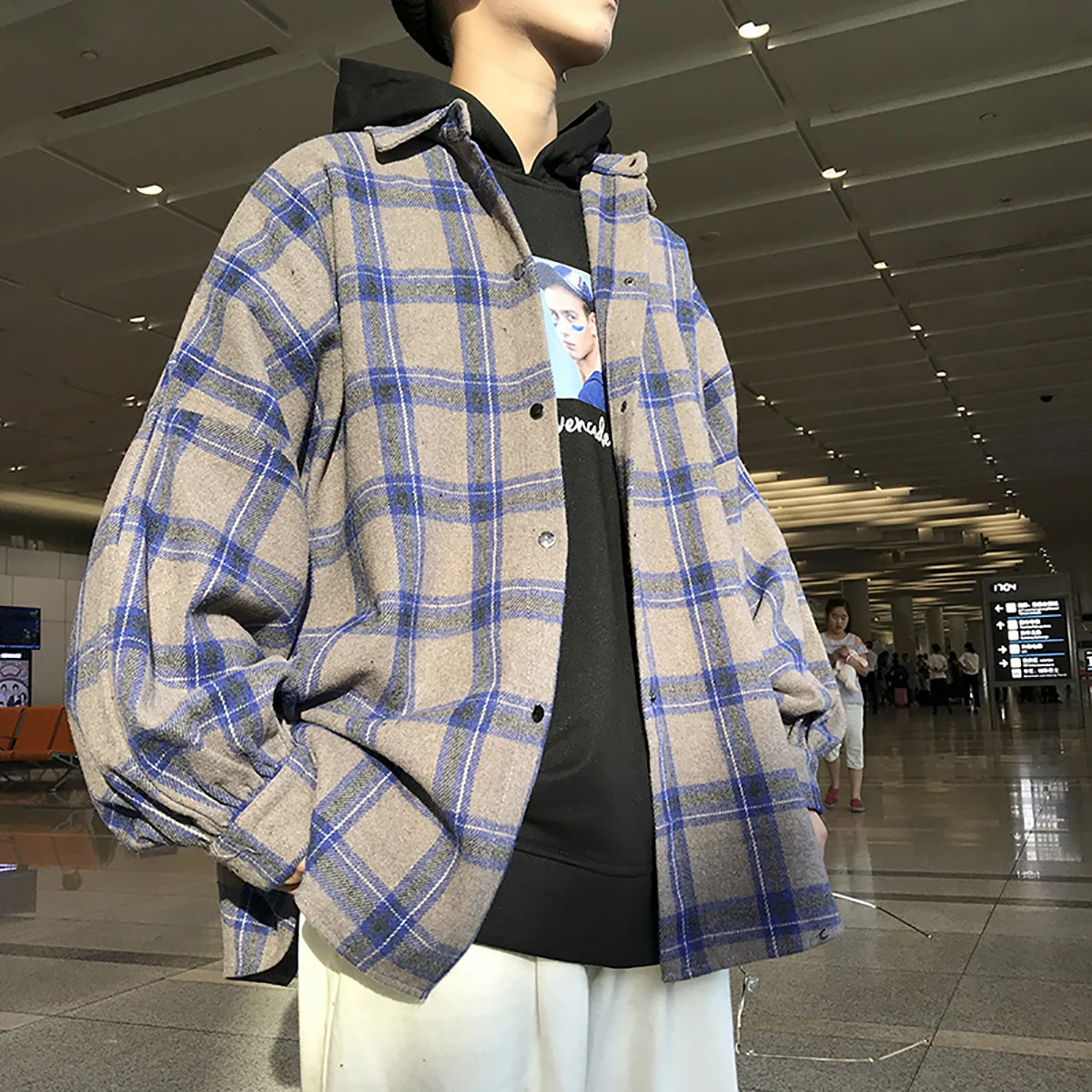 LAPPSTER Y2k Harajuku Korean Fashions Plaid Shirt Long Sleeve Fall Man Streetwear Flannel Shirts Mens Casual Vintage Clothes 250226