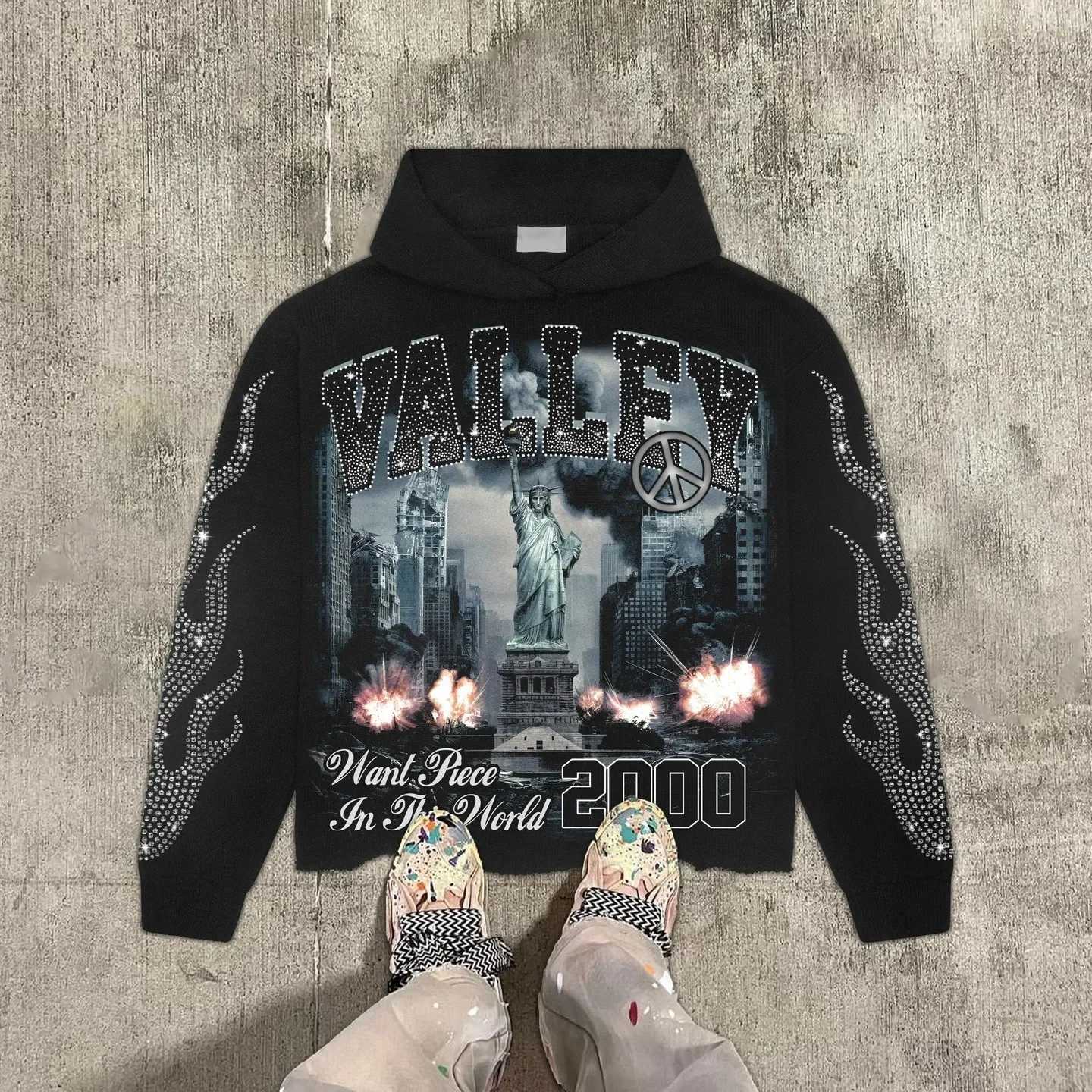 Y2k Vintage War Graphic Print Hoodies Women Tops Sweatshirt goth Oversized zip up Hoodie Mens Clothes Gothic grunge Strtwear X250227