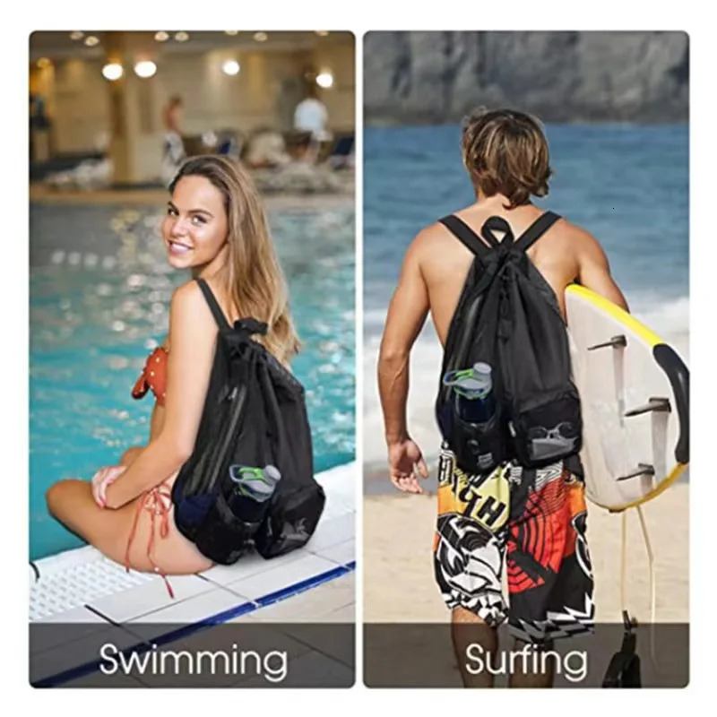 Ship from US Sports Drawstring Backpack with Mesh Pocket Fitness Travel Outdoor Sport Sackpack Large Capacity Gym Swim Beach Bags Camping Bag 250227FB