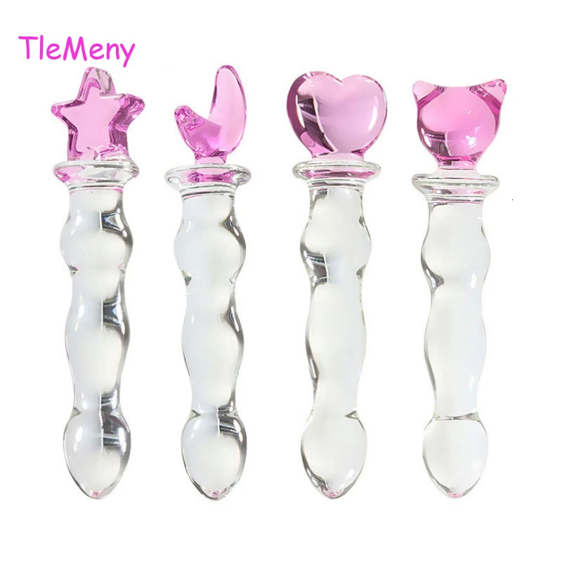Cute Pink Smooth Crystal Glass Anal Plug Vaginal Anal Beads Dildos Plug Massage Masturbation Adult Sex Toys For WomenMen 250227