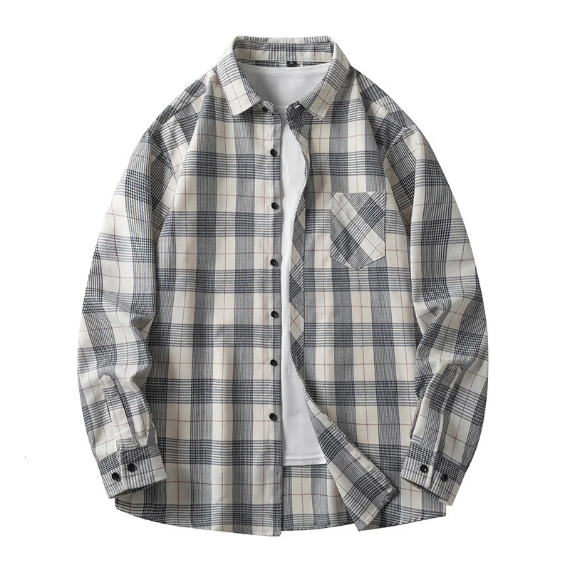 Flannel Mens Checkered Shirts Long Sleeve Soft Plaid Shirt for Men Leisure Classical Vintage Comfortable Man Clothing 250226