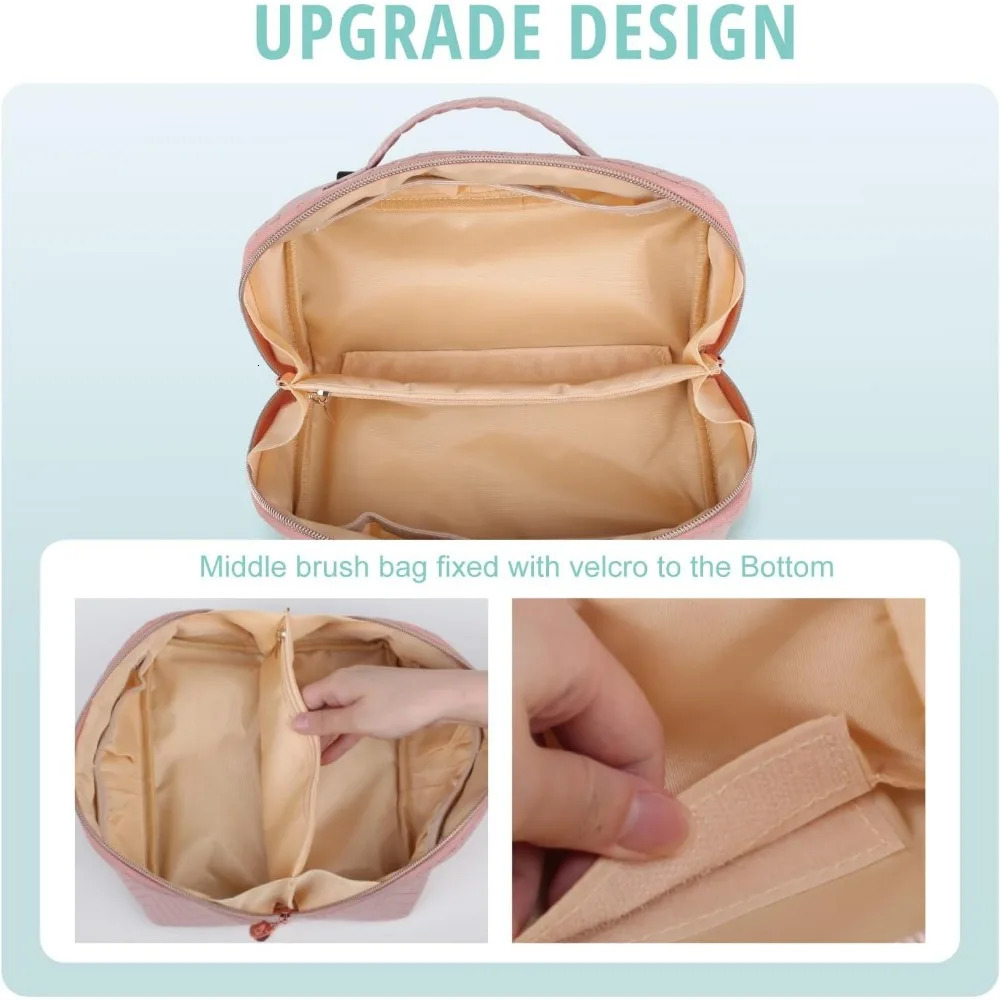 Ship from US Cosmetic bag large capacity ladies travel cosmetic with carrying pouch open flat waterproof toiletry 250227FBB