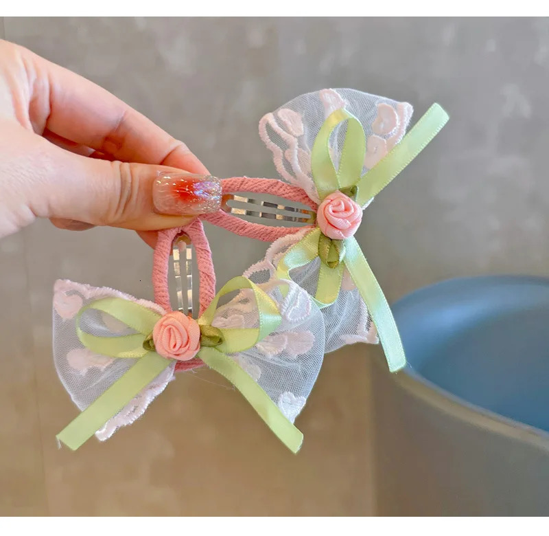 Free delivery of 30 pairs of childrens hair clips mesh bows hair accessories girls side bangs clips 250227