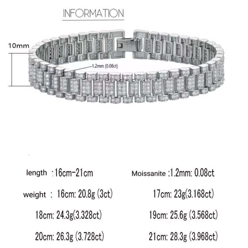 Moissanite watch chain bracelet couple sier niche design simple and versatile full dia shining fashion gift