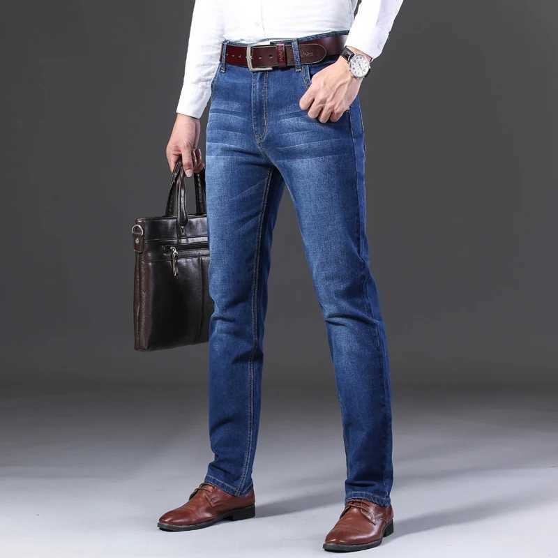 Classic black mens jeans Straight leg baggy plus size pants Wear comfortable dark pants Thin pants for dad gift dad pants X250227