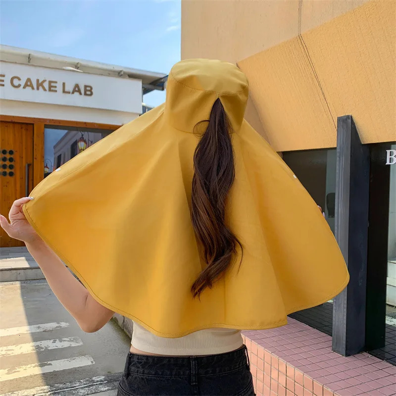 Womens Summer Sun Hat with Extra Wide Brim Foldable Polyester Sunshade Cap for Shoulder Protection Adjustable Fit 250218