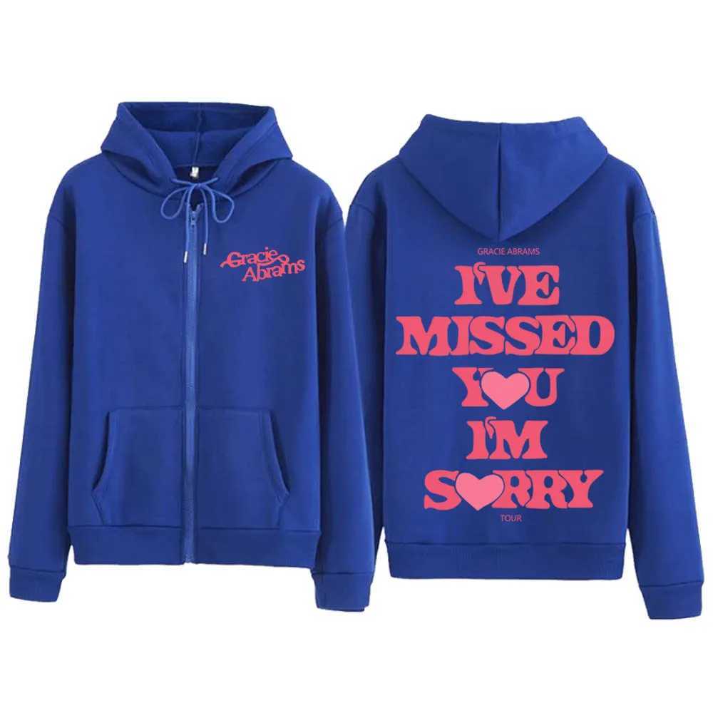 Gracie Abrams 2024 I Miss You Im Sorry Zip Up Hoodie Coat Gracie Abrams Zipper Graphic Men Women Sweatshirt Y2K Clothes X250227