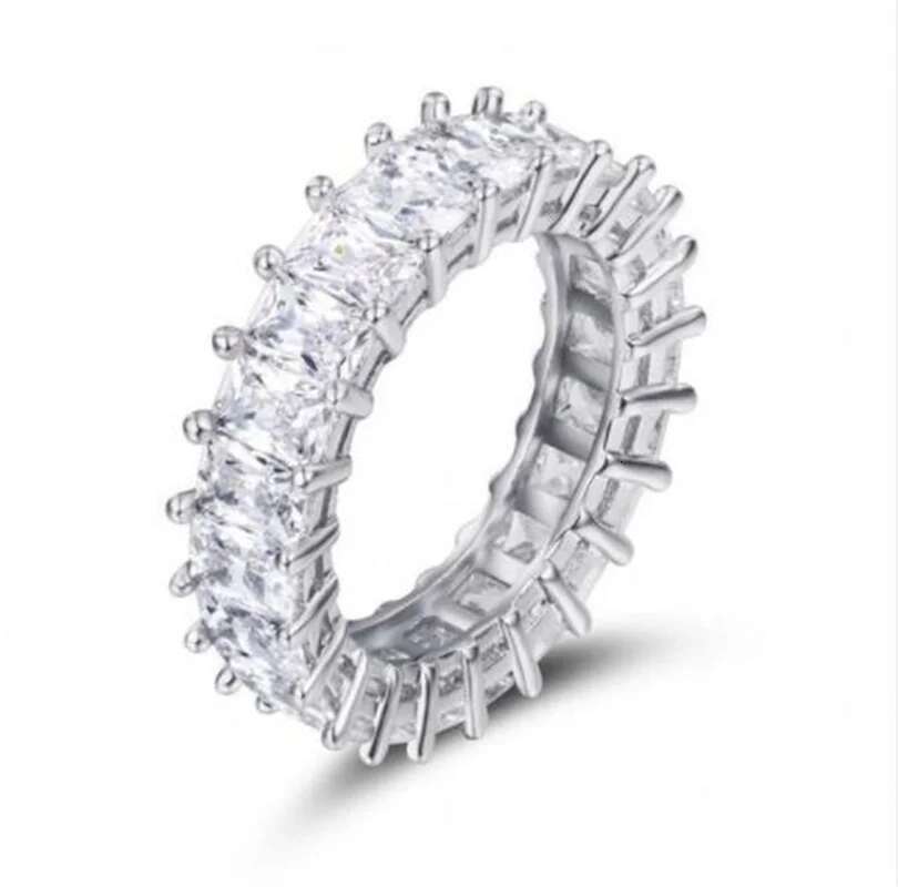 Fine Engagement Eternity Promise Ring AAAAA Zircon Sterg Sier Statement Wedding Band Rings for women men Jewelry Gift