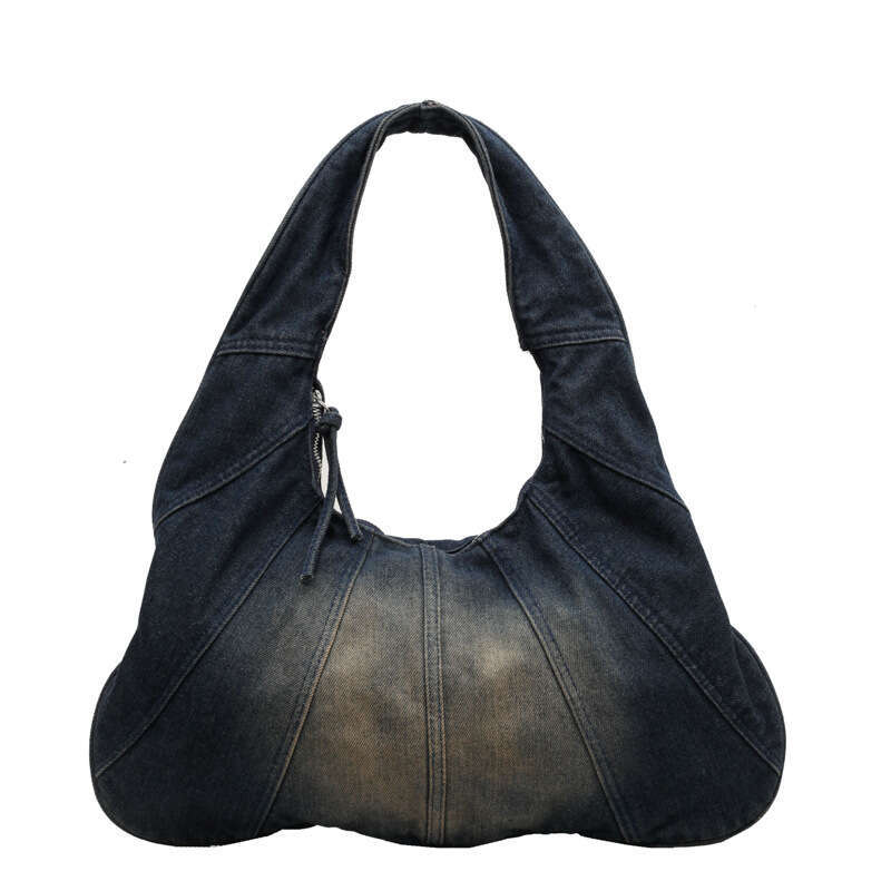 Korean version popular fashion denim shoulder for women, spicy girl, niche casual commuting armpit bag wholesale, 2024 temperament versatile new trend