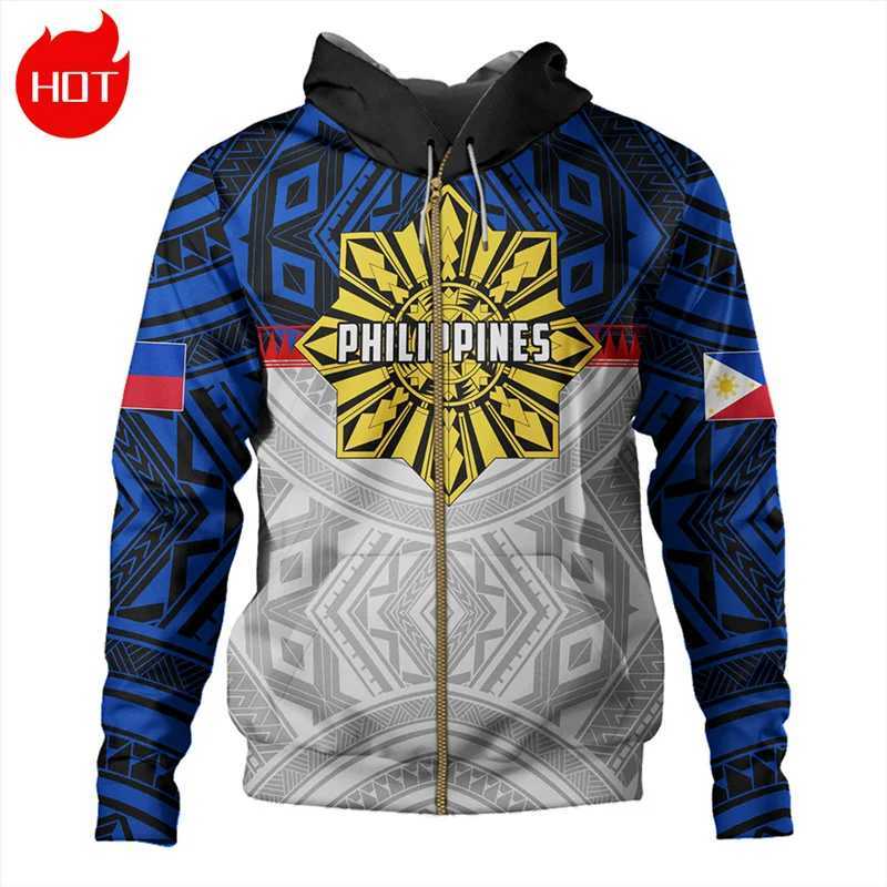 Polynesia Philippines Map Flag 3D Printed Zipper Hoodie Philippine Republic Emblem Graphic Hoodie Mens Sportswear X250227