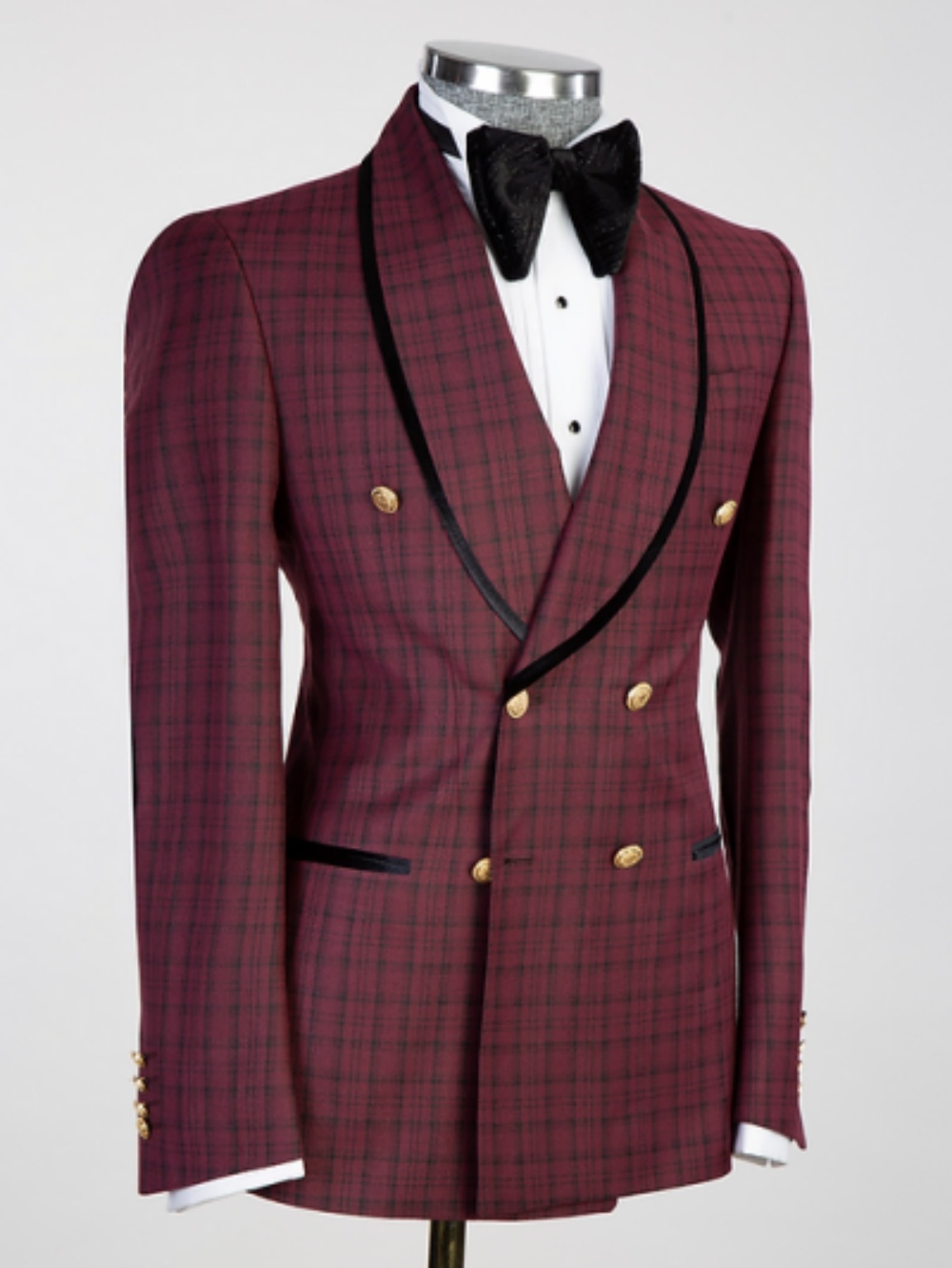 Vintage Wedding Tuxedos Check Double Bre Men Suits Shawl Lapel 1 Piece Set Jacket Business Blazers Customized High Quality