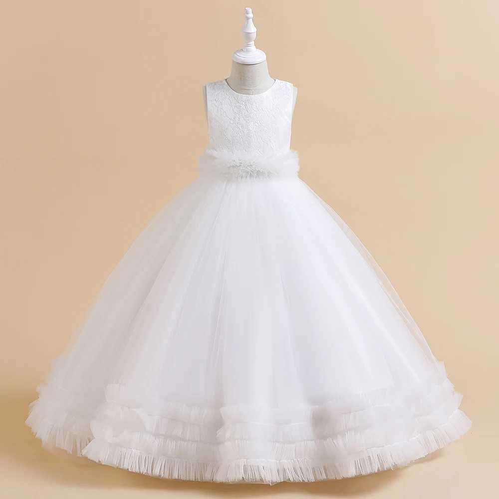 Girl's Dresses Girls Flower Elegant Princess Party Dresses Teenage Green Christmas Tulle Children Clothing Kids Wedding Evening Formal Dresses Y2
