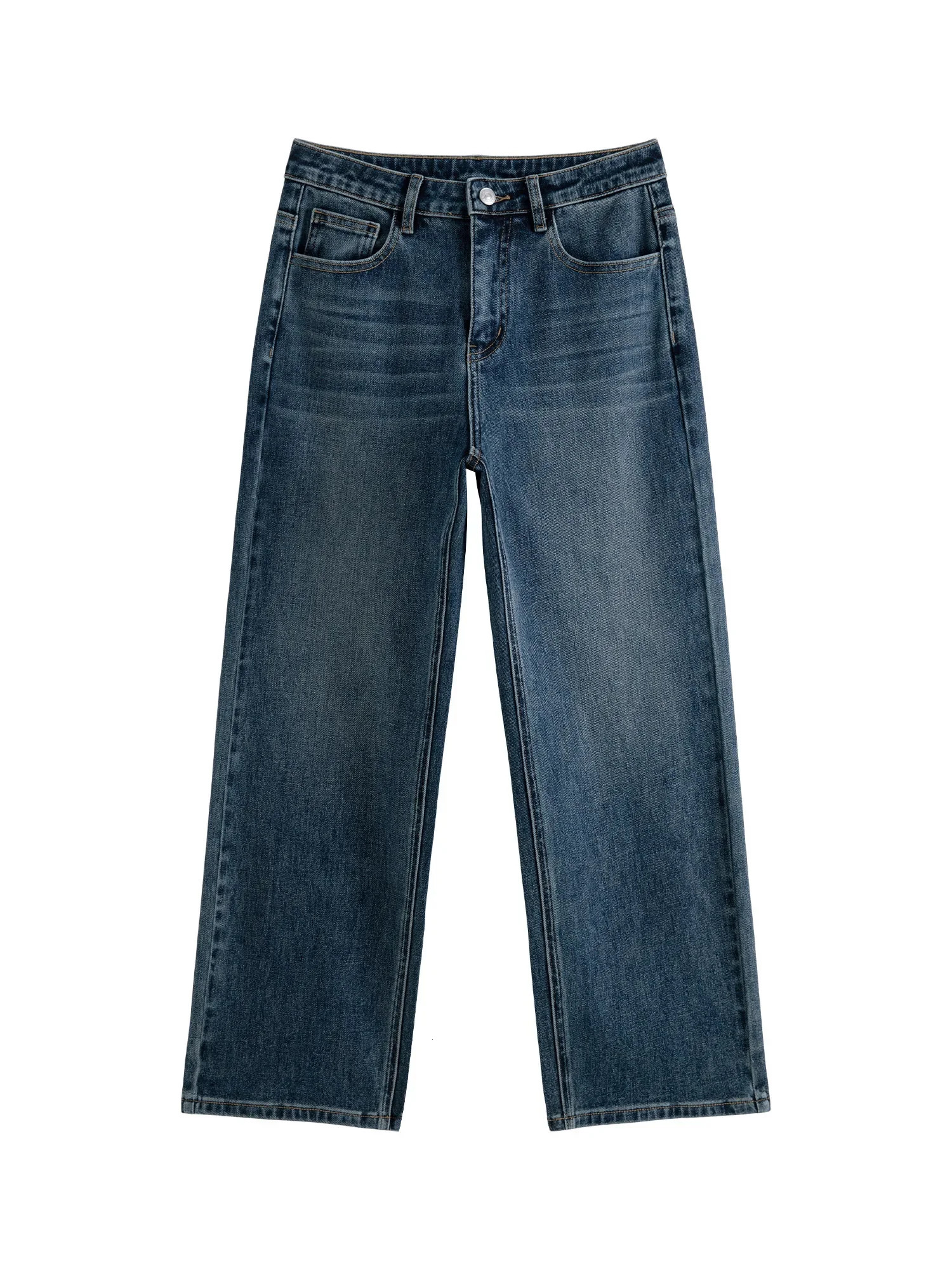 ZIQIAO Petite Size Women Spring Jeans Cotton Elastic Female Retro Denim Blue Cropped Jean Casual Pants 25ZQ91117 250226