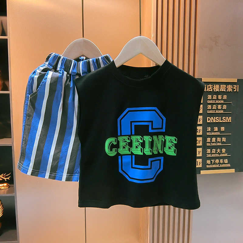 T-shirts Cotton boys cartoon vest summer style sleeveless t-shirt summer girls versatile top childrens camisole cartoon summer outfitY250227UCWE