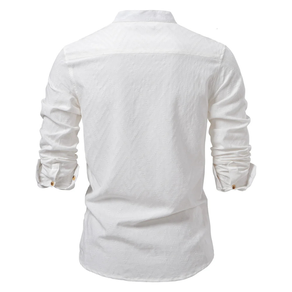 AIOPESON Mens 100% Cotton Solid Color Half-Button Casual Long Sleeve Shirt For Men Fashion Social Business Men Shirts 250224