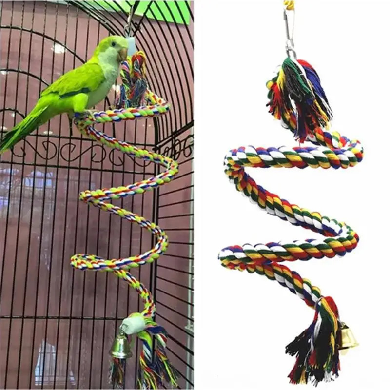 Parrot Toy Wicker Rope Hanging Braided Budgie Chew Bird Cage Cockatiel Toy Pet Stand Training Accessories Bite Swing Supplies 250226